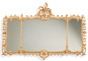 An early George III carved giltwood overmantel mirror, mid-18th century