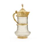 A Victorian silver-gilt-mounted glass claret jug, William & George Sissons, Sheffield, 1869