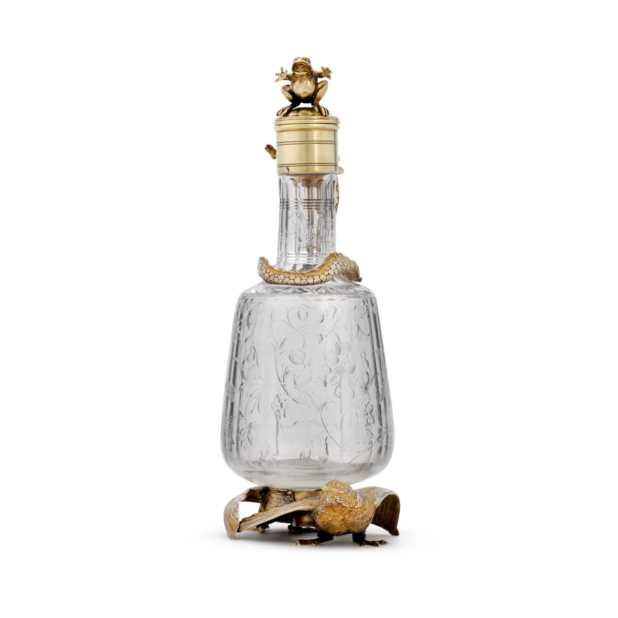 A Victorian silver-gilt-mounted cut-glass claret jug, William Leuchars for Leuchars & Son, London, 1 - Image 2 of 5