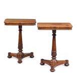 A pair of William IV rosewood occasional tables, second quarter 19th century