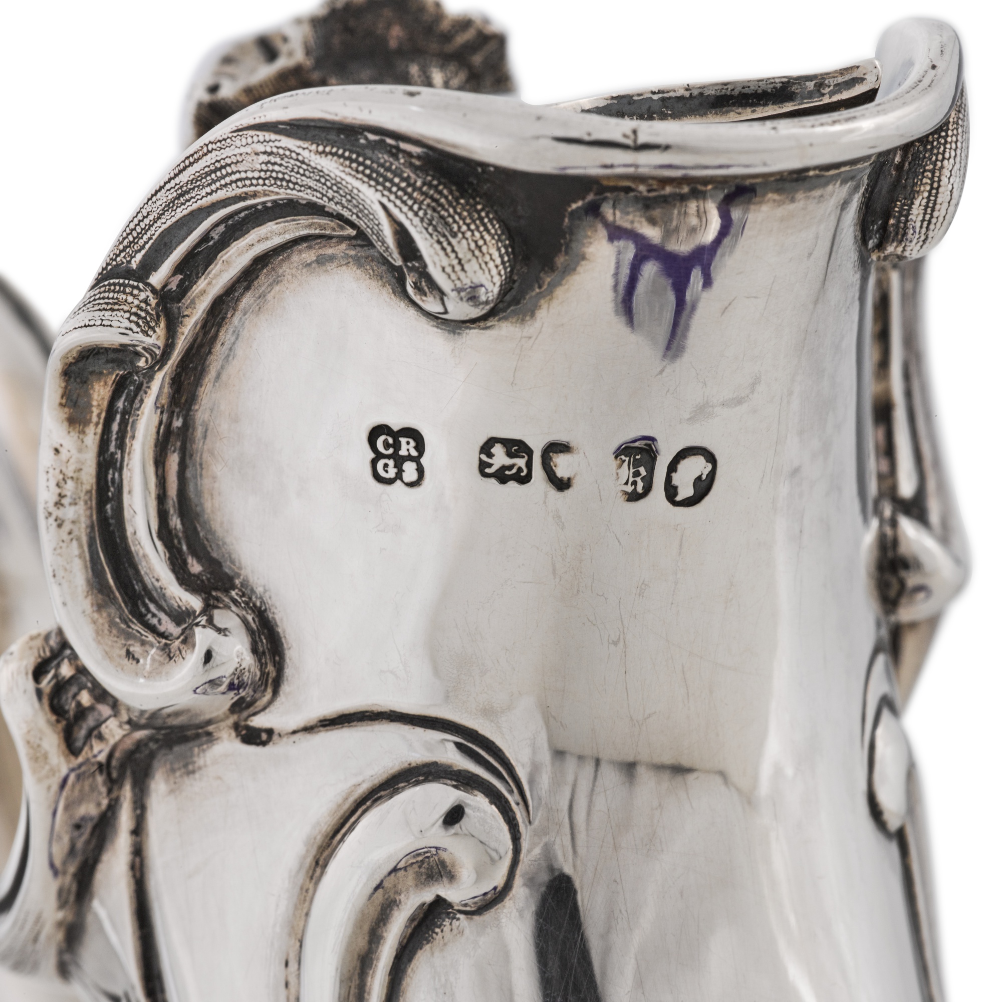 A Victorian silver-mounted glass claret jug, Charles Reily & George Storer, London, 1845 - Image 5 of 5