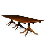 A George IV style mahogany triple pedestal dining table