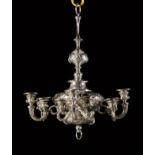 A pair of French silver chandeliers, Louis Bachelet, Paris, late 19th century