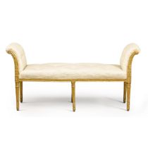 A matching George III giltwood stool and window seat, circa 1790s, possibly by Gillows