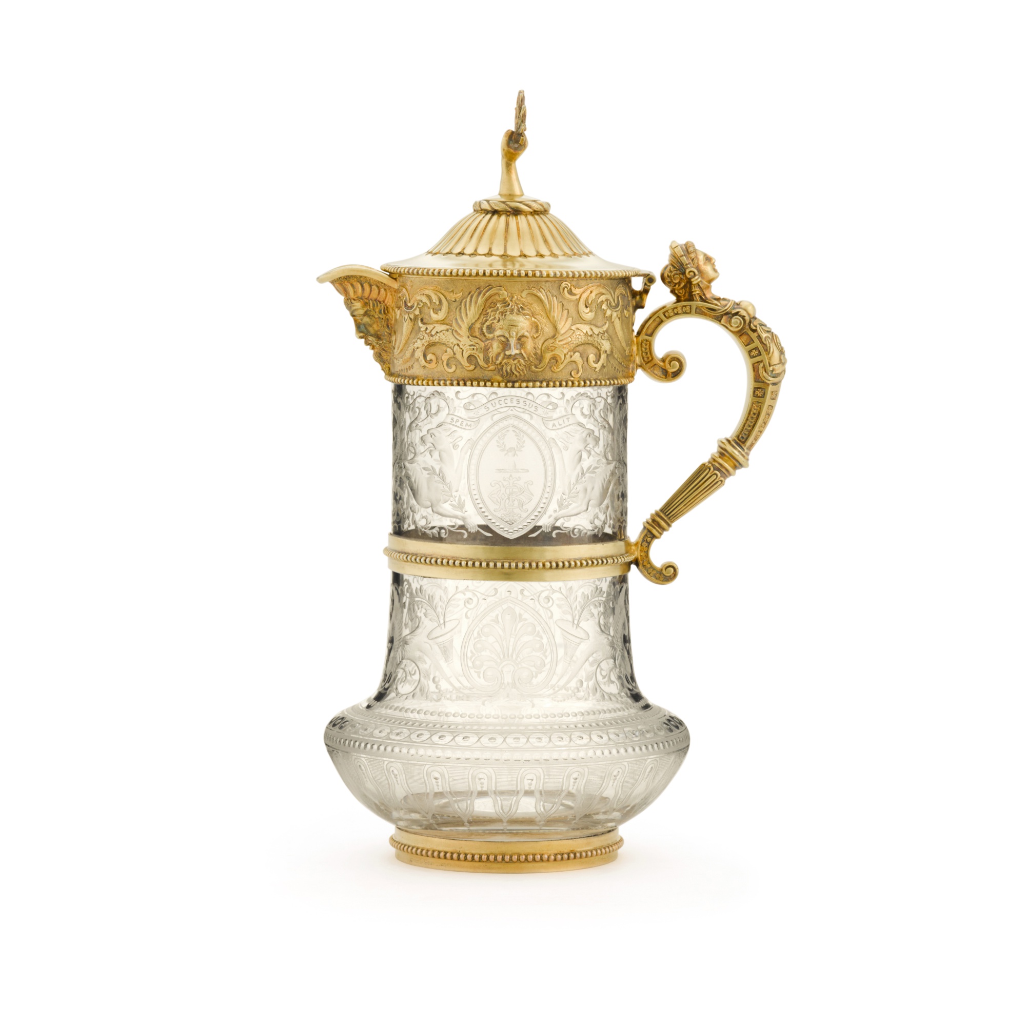 A Victorian silver-gilt-mounted glass claret jug, William & George Sissons, Sheffield, 1869 - Image 4 of 5