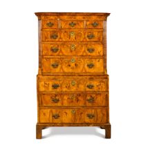 A George II walnut chest on chest, circa 1735-40