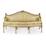 A George III white-painted and parcel-gilt settee, attributed to Fran&#231;ois Herv&#233; after a de