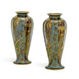 A pair of Wedgwood Fairyland lustre 'Candlemas' pattern vases, circa 1920