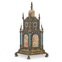 An enameled Austrian silver clock, early 20th century