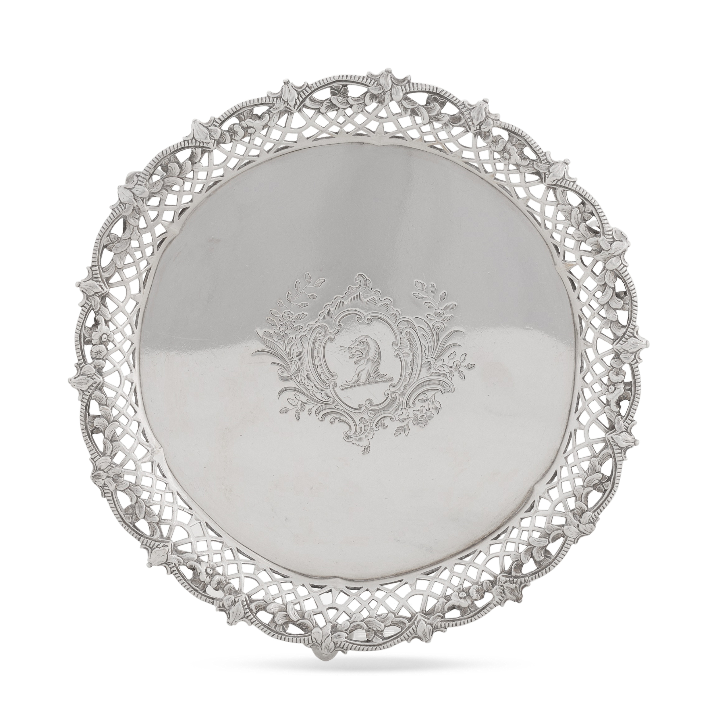 A suite of George II silver waiters and salver, Herne & Butty, London, 1758 - Image 3 of 5