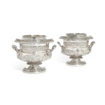 A pair of George III silver wine coolers, John Houle, London, 1814