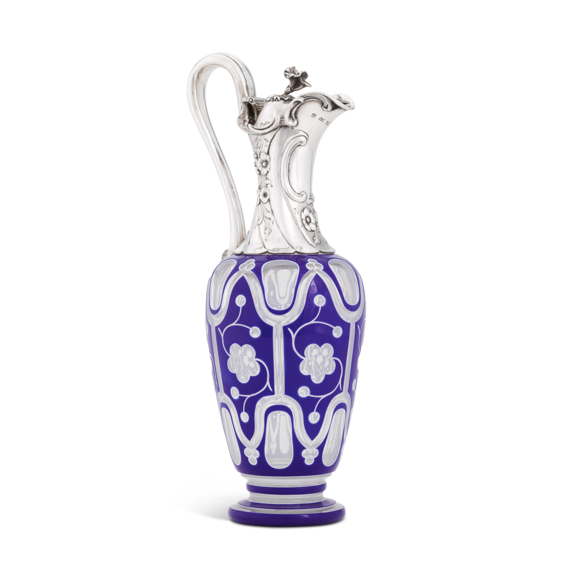 A Victorian silver-mounted glass claret jug, Charles Reily & George Storer, London, 1845