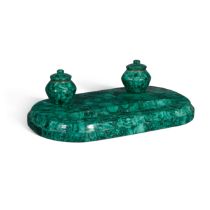 A Russian malachite inkstand, mid-19th century