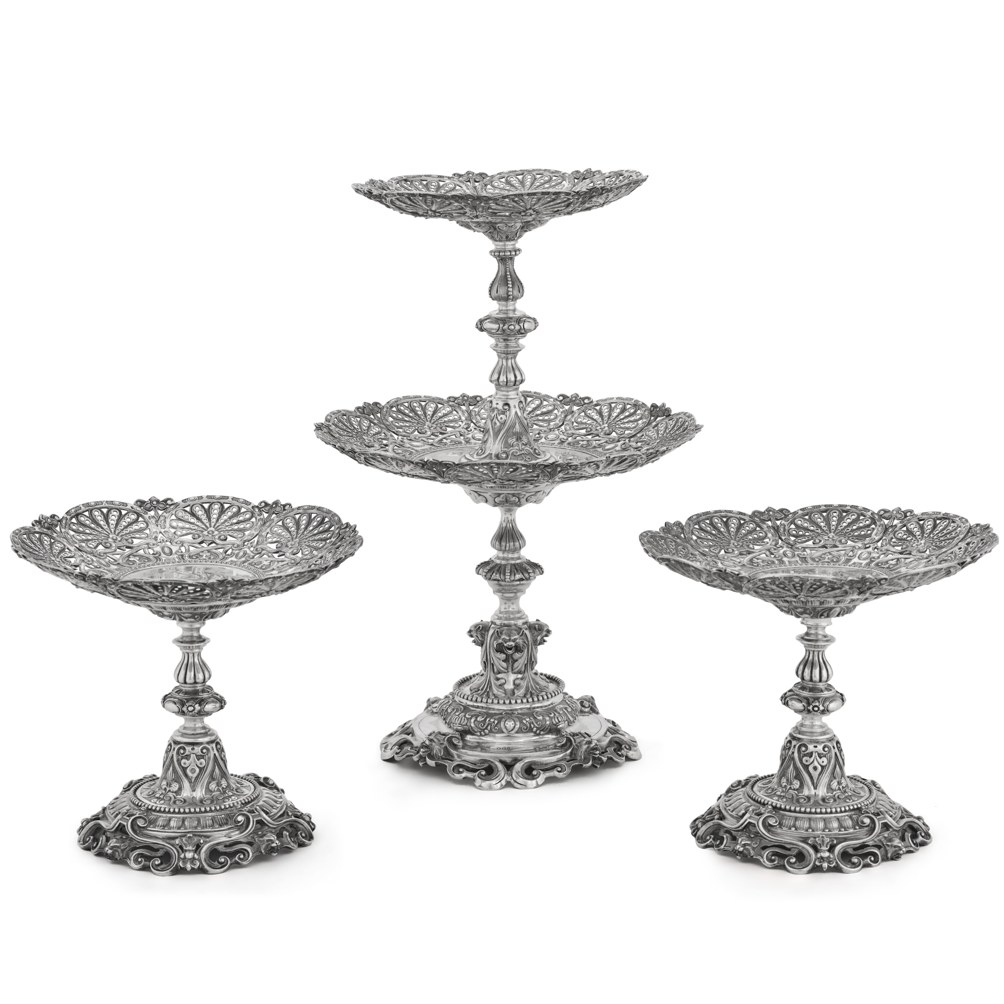 A suite of Victorian silver comports, Garrard & Co., London, 1862 - Image 3 of 5