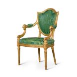 A George III giltwood open armchair, third quarter 18th century, after a design by Gillows