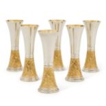 A cased set of six parcel-gilt silver goblets, Jocelyn Burton, London, 1979