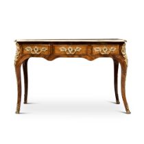 A Louis XV tulipwood and kingwood bureau plat, circa 1750