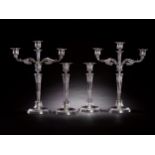 A suite of silver candelabra and candlesticks, Paul Storr of Storr & Co. for Rundell, Bridge & Runde