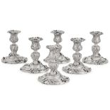 A set of six French silver candlesticks, Edmond T&#233;tard, Paris, late 19th century