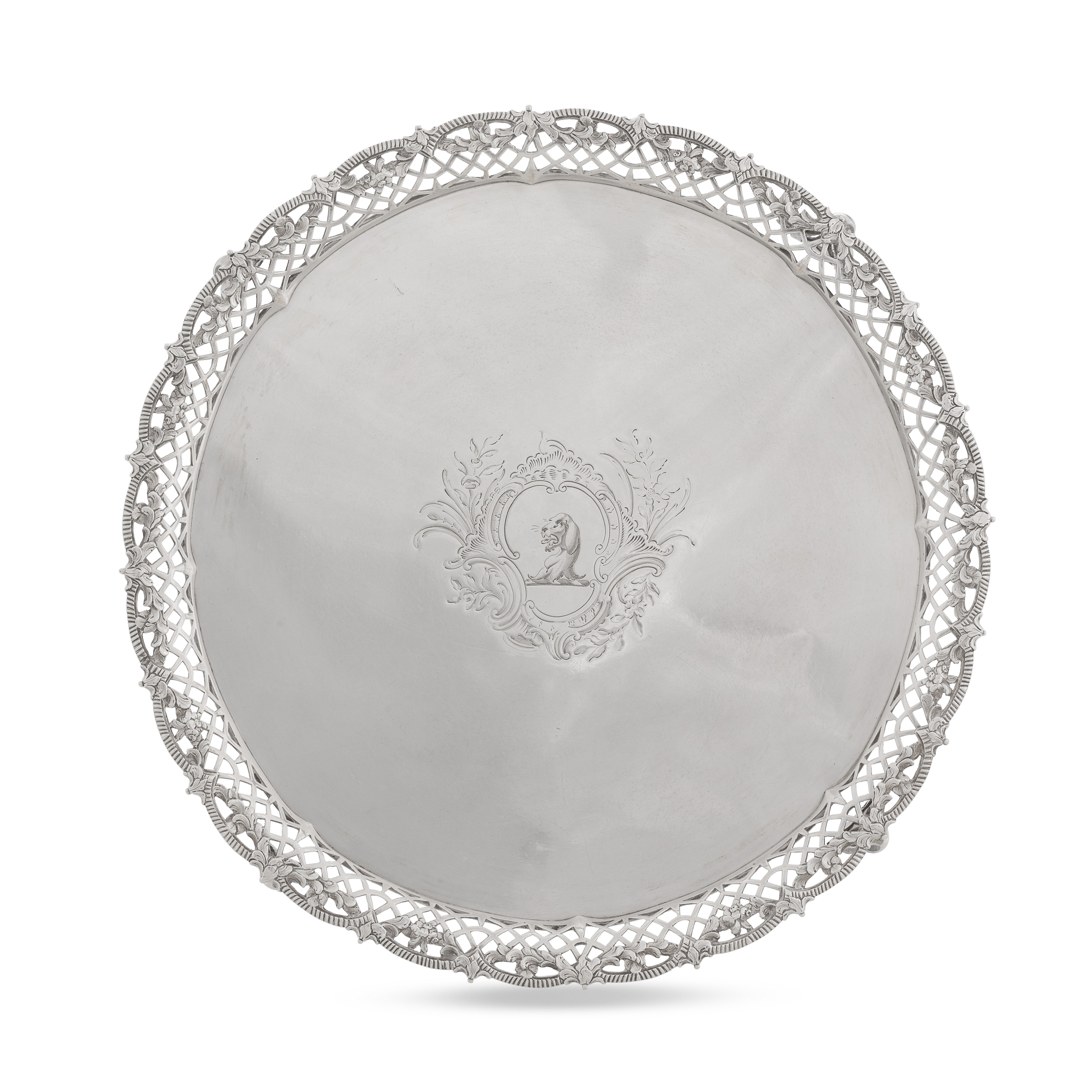 A suite of George II silver waiters and salver, Herne & Butty, London, 1758 - Image 2 of 5