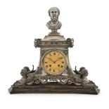 A Victorian parcel-gilt silver mantle clock, Smith & Nicholson, London, 1864