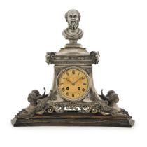 A Victorian parcel-gilt silver mantle clock, Smith & Nicholson, London, 1864