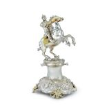 A German parcel-gilt silver ewer in the form of an equestrian group, Christian Hornung I, Augsburg,