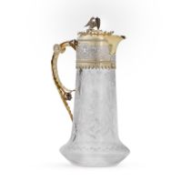 A Victorian silver-gilt-mounted glass claret jug, Frederick Elkington for Elkington & Co., Birmingha