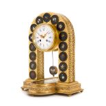 A gilt-brass and pietra dura mantel clock, Italian/French, circa 1880