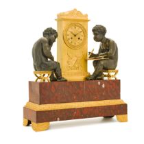 An Empire ormolu, patinated bronze and griotte marble mantel clock, Jean-Francois Deniere, Paris, ci