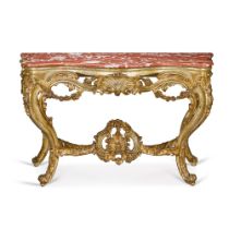 An Italian carved giltwood console table, mid-18th century