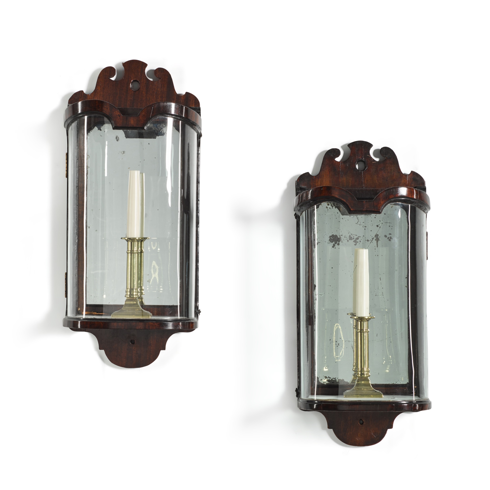 A George III mahogany, mirrored and glazed wall-lantern, circa 1760, together with a matching lanter - Image 3 of 3