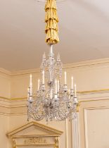 A late Regency cut glass twelve-light chandelier, circa 1825, attributed to Perry and Co.