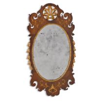 An American George III period mahogany and parcel-gilt oval mirror, circa 1770