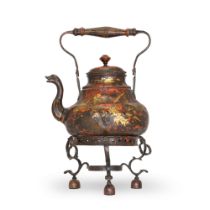 A George II gilt and painted t&#244;le kettle on stand, mid-18th century