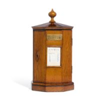 A Victorian oak letterbox-form stationery box, third quarter 19th century