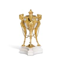 A George III gilt bronze and white marble perfume burner by Matthew Boulton, last quarter 18th centu