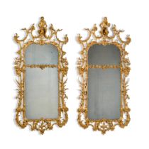 A pair of early George III carved giltwood pier mirrors, circa 1765