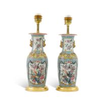 A pair of Chinese porcelain vases now mounted as lamps, 19th/20th century