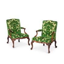 A pair of early George III carved mahogany armchairs, circa 1760