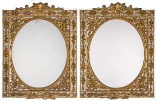 A pair of Louis XVI grey-painted and two-tone-gilded mirrors, circa 1780