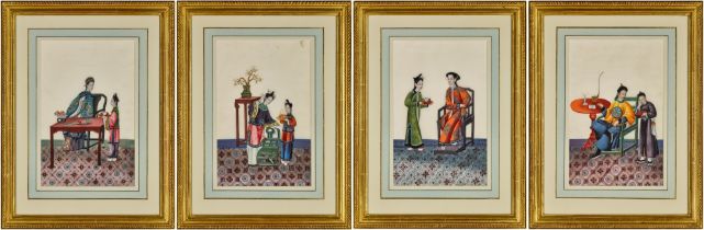 A set of eight Chinese Export pith paper paintings, 19th century