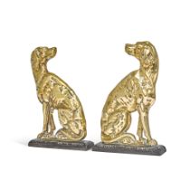 A pair of Victorian dog-form brass door stops, second half 19th century