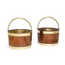 A pair of Regency brass-bound mahogany buckets, early 19th century