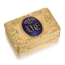 A jewelled gold and enamel Royal presentation snuff box,