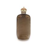 A Fabergé jewelled gold-mounted champlevé and smokey quartz scent bottle, workmaster Henrik Wigström