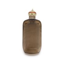 A Faberg&#233; jewelled gold-mounted champlev&#233; and smokey quartz scent bottle, workmaster Henri