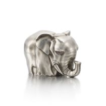 A Faberg&#233; gem-set parcel-gilt silver charka in the form of an elephant, workmaster Henrik Wigst