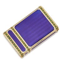 A Faberg&#233; jewelled gold, cloisonn&#233;, champlev&#233; and guilloch&#233; enamel cigarette cas