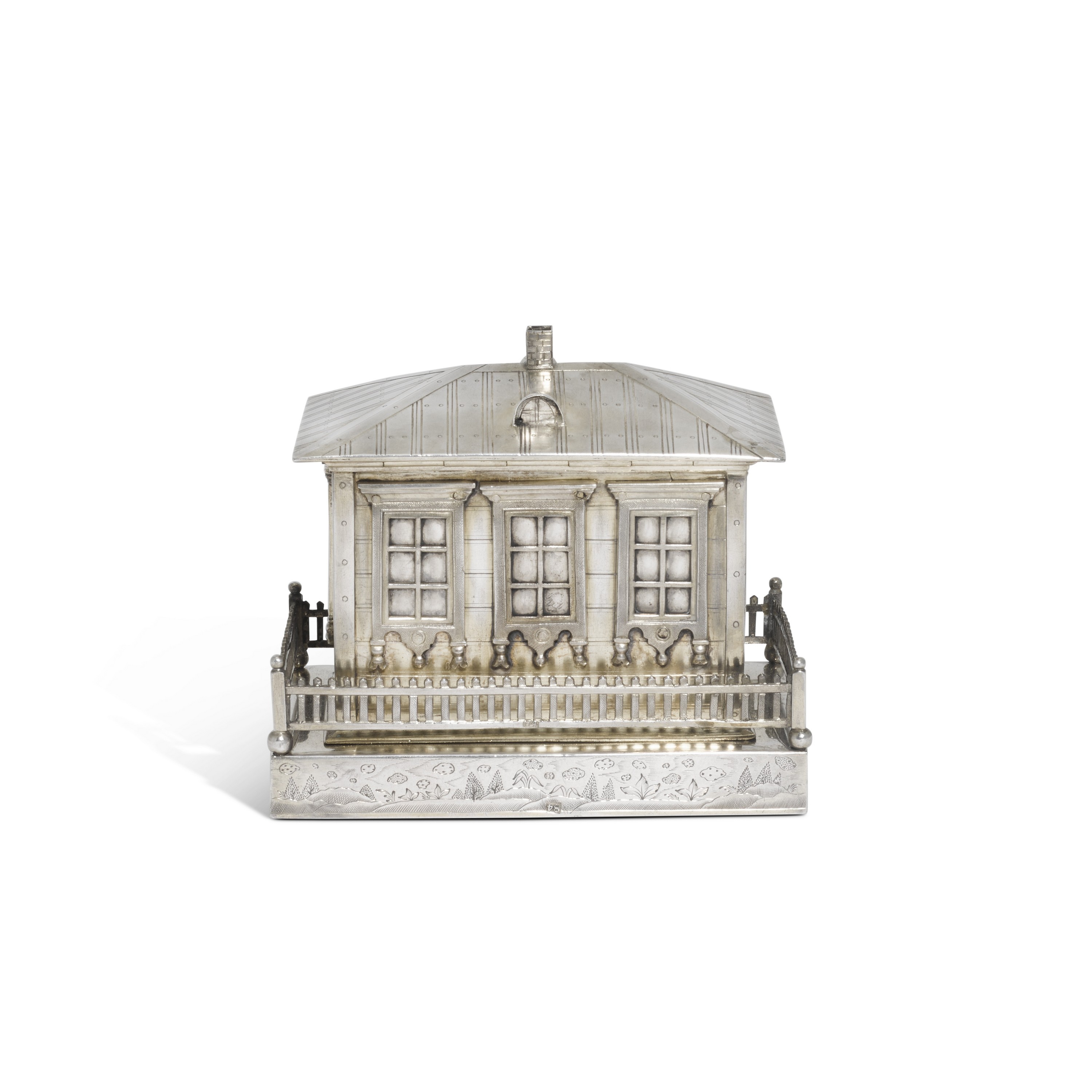 A silver trompe l'oeil box modelled as a house, Andrei Wekman, Moscow, 1869 - Image 4 of 5